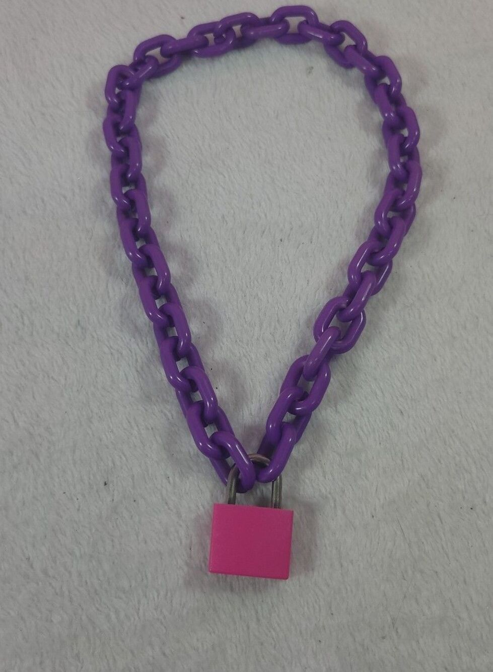 ​Dolls Kill Haze Cyber Children Purple Chain Choker Pink Lock Necklace Y2K Goth